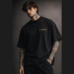 LEORA luxury oversized t shirt black front